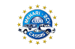 Méhari - 2CV Club Cassis : Logo Voitures Anciennes Logo Méhari - 2CV Club Cassis bleu, voitures anciennes et cercle de 12 étoiles dorées.